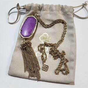 Kendra scott gold and purple Jade Rayne‎ necklace